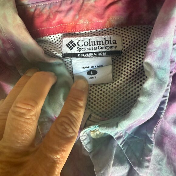Columbia PFG Tie Dye short sleeve button up shirt Mens size Large - Picture 6 of 9